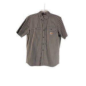 Carhartt Force Mens Relaxed Fit Plaid Shirt, Gray/Black Short Sleeved. Large